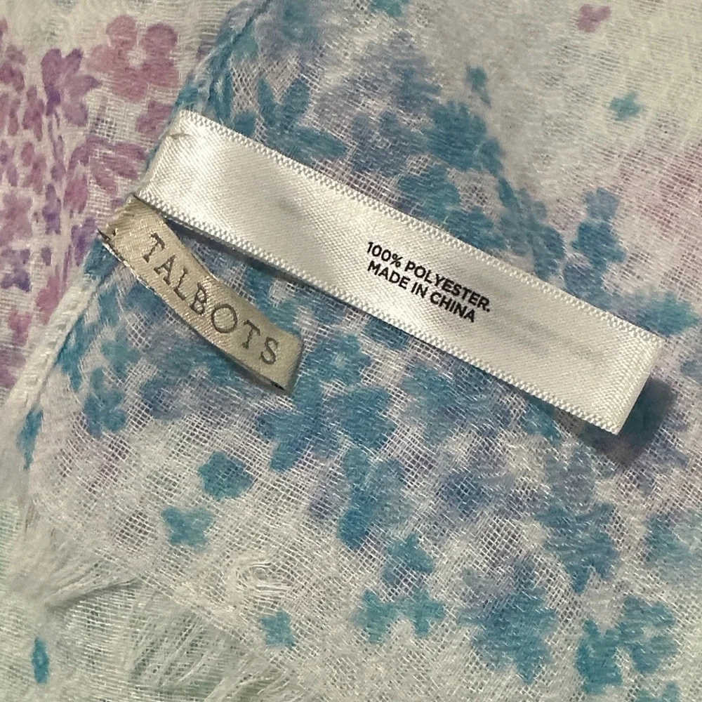 Talbots Pastel Floral Colorful Scarf
